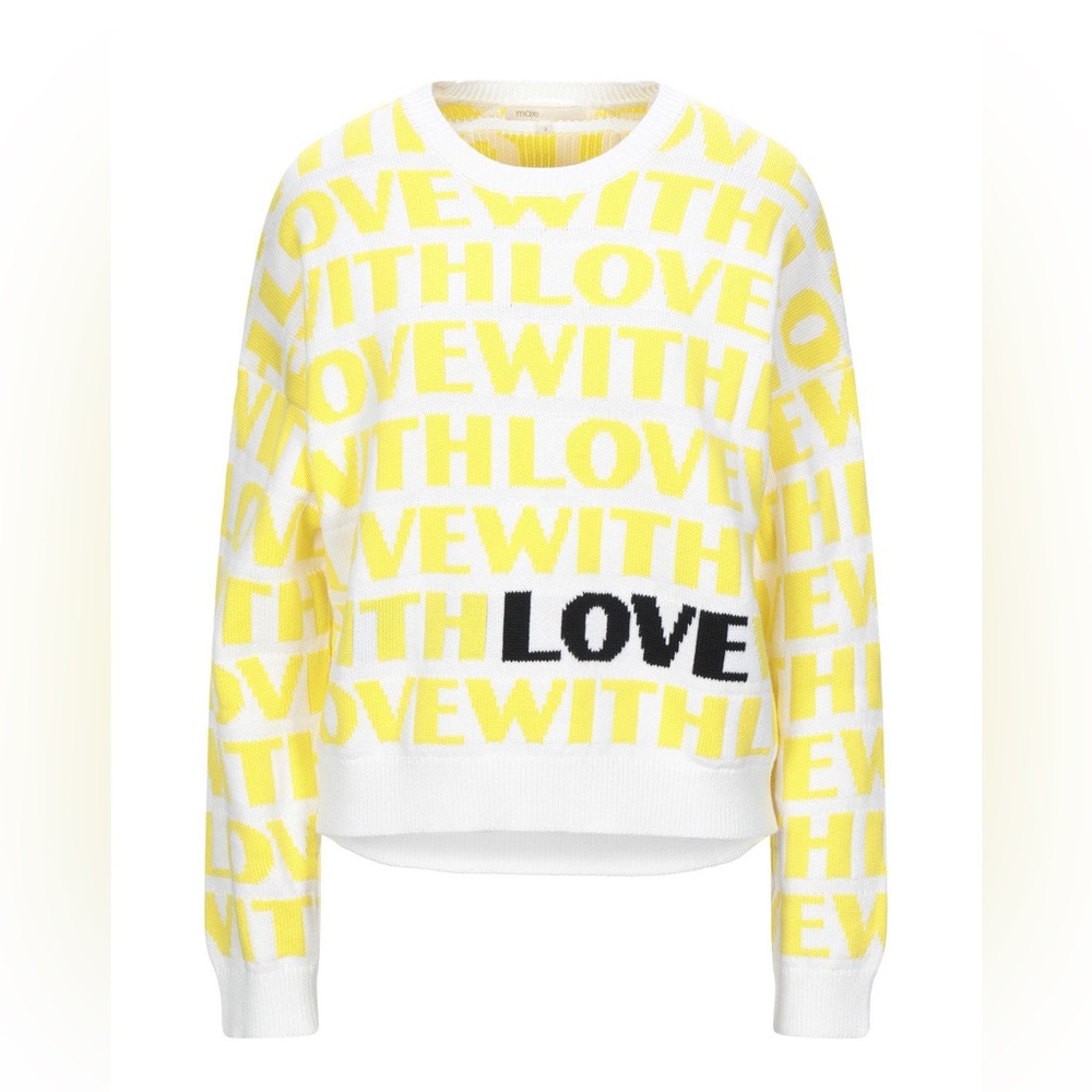Maje Yellow With Love Knitted Jumper Size 3